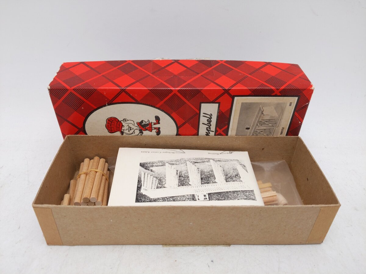 Campbell Scale Models 302 HO 50' Open Deck Pile Trestle Kit EX/Box