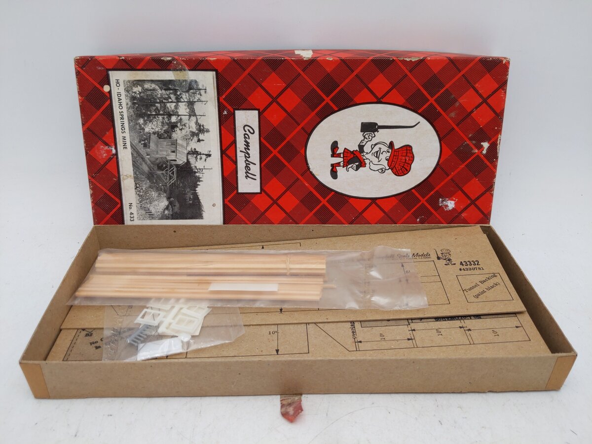 Campbell Scale Models 433 HO Scale Idaho Springs Mine Wood Craftsman Kit EX/Box