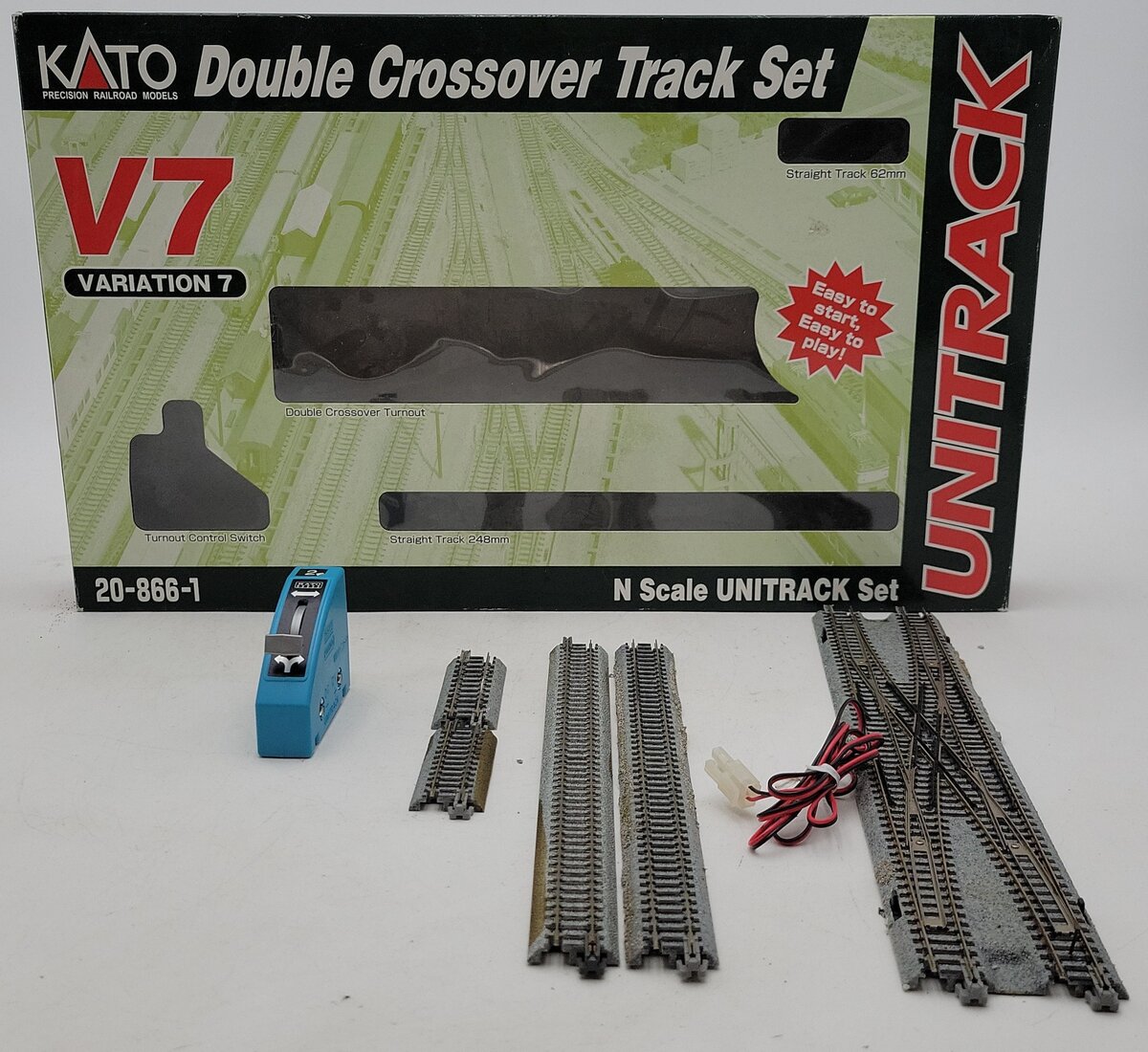 Kato 20-866-1 N Scale V7 Unitrack Double Crossover Track Set VG/Box