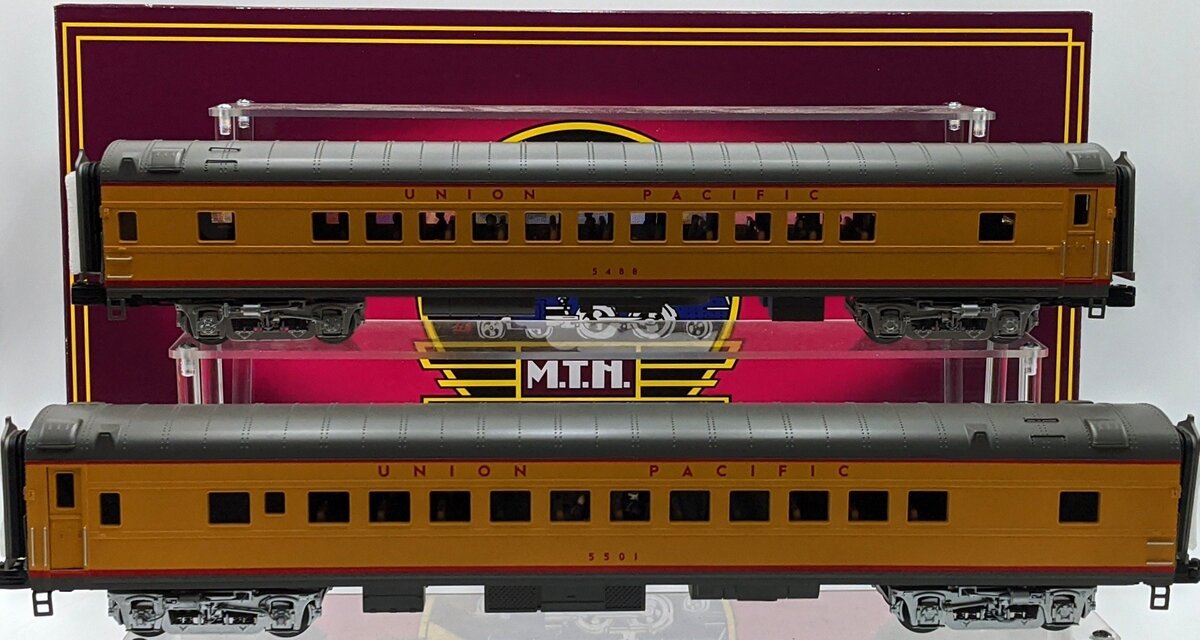 MTH 20-3416B O 2-Car 70' Streamlined Coach/Coach Passenger Set (Smooth) NIB