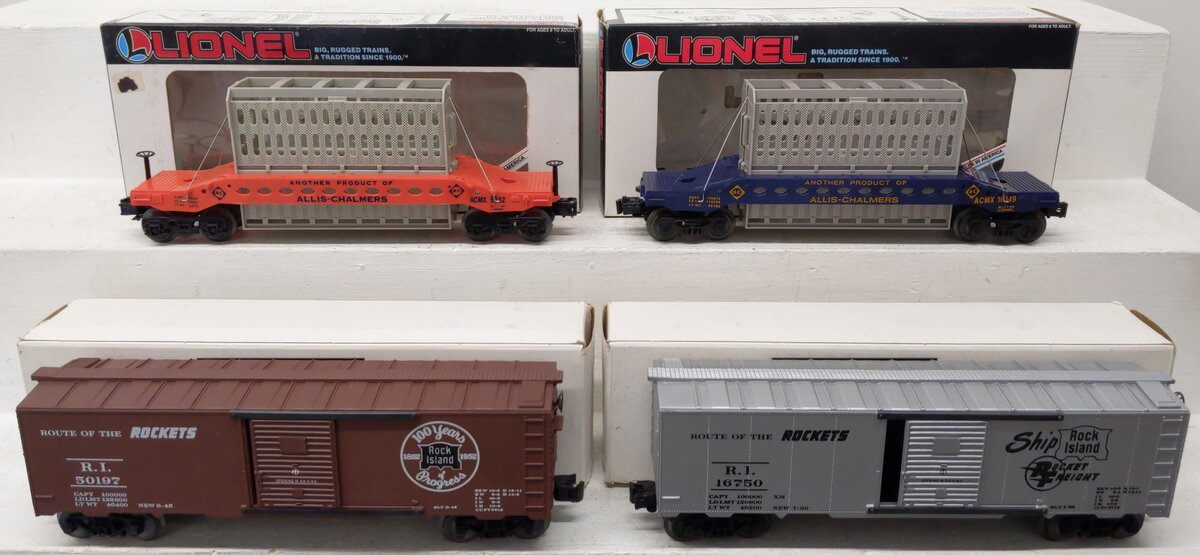 Assorted O Scale Freight Cars 6-9232, 6-16349, 50197, 16750 [4] LN/Box