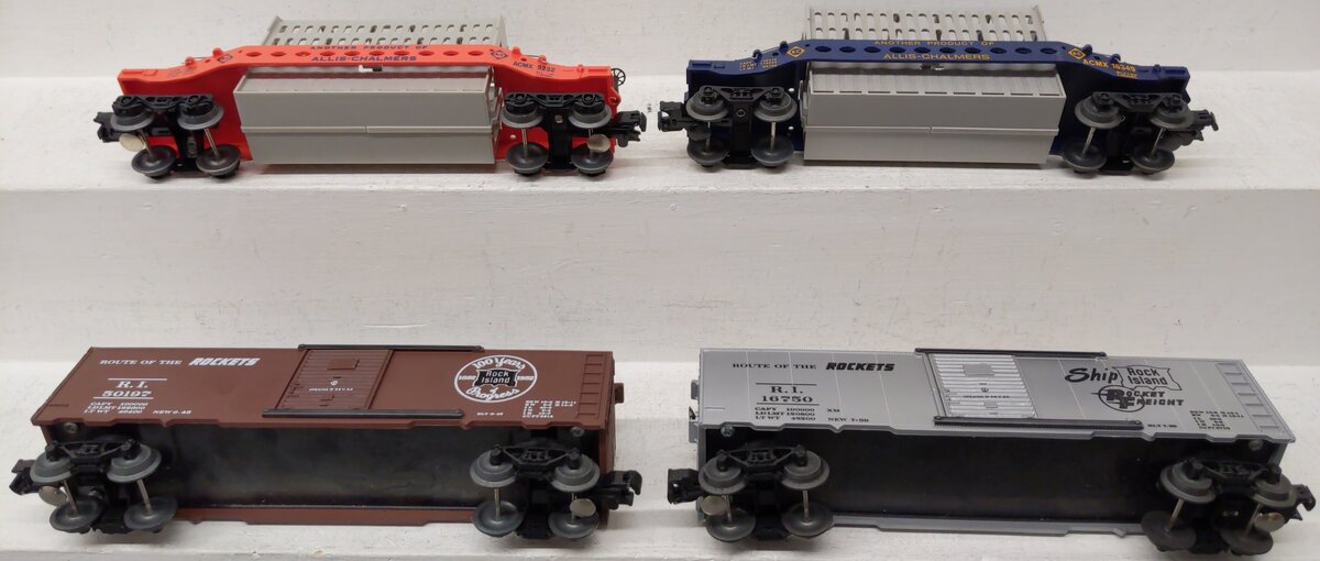 Assorted O Scale Freight Cars 6-9232, 6-16349, 50197, 16750 [4] LN/Box