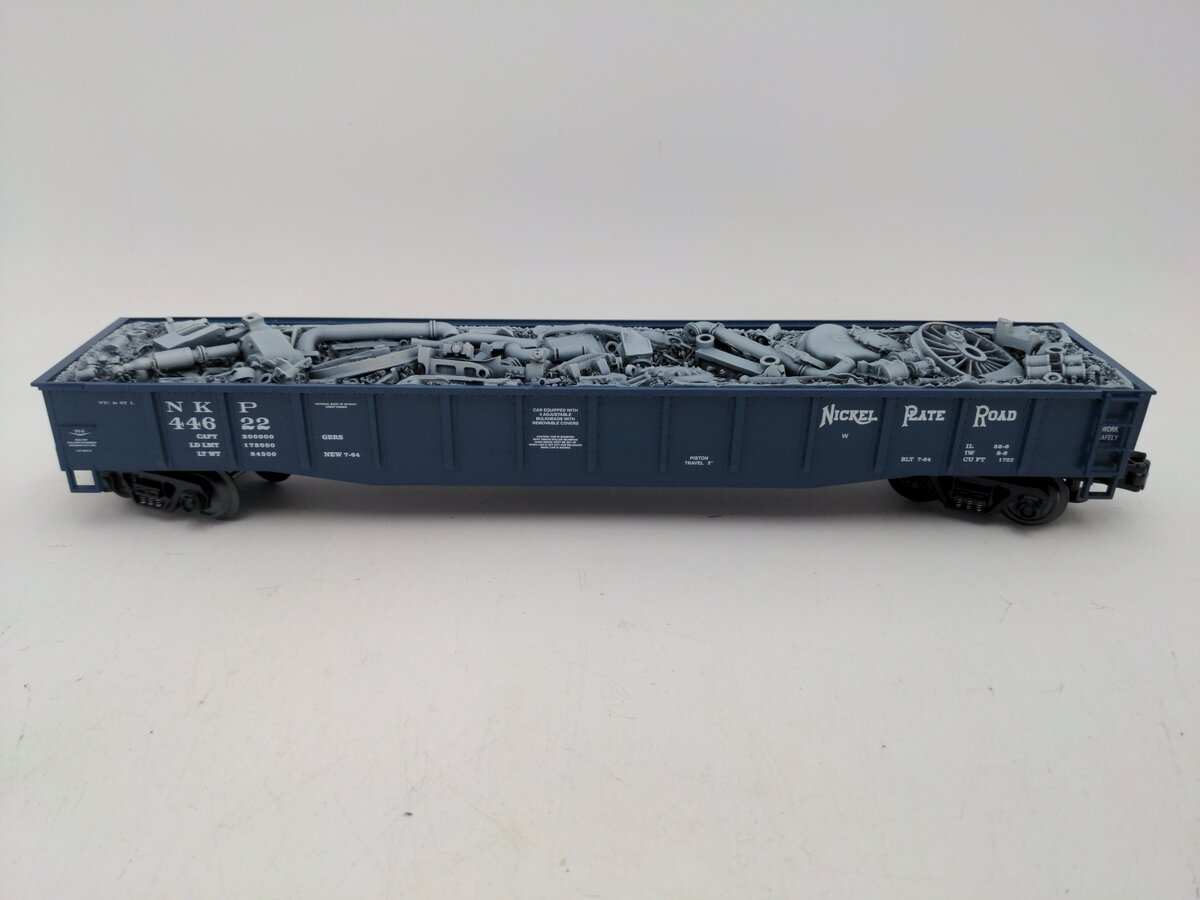 MTH 20-90002C O Gauge Nickel Plate Road Gondola w/ Junk Load #44622 LN/Box