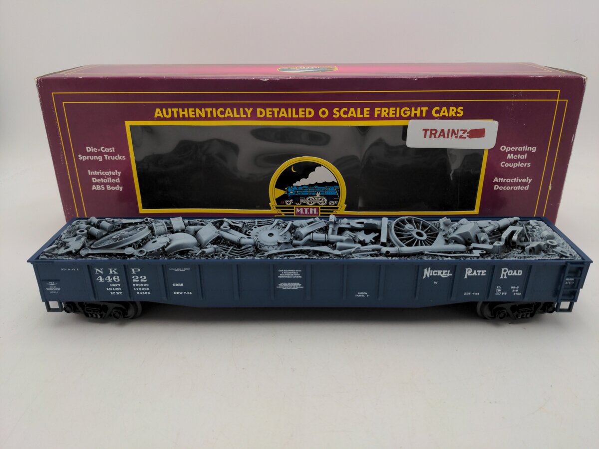 MTH 20-90002C O Gauge Nickel Plate Road Gondola w/ Junk Load #44622 LN/Box