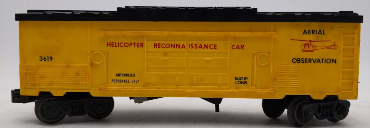 Lionel 3619 Vintage O Operating Helicopter Reconnaissance Car EX
