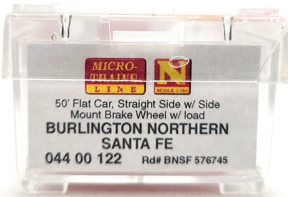 Micro-Trains 04400122 N BNSF 50' Straight Side Flatcar w/Load #576745 LN/Box