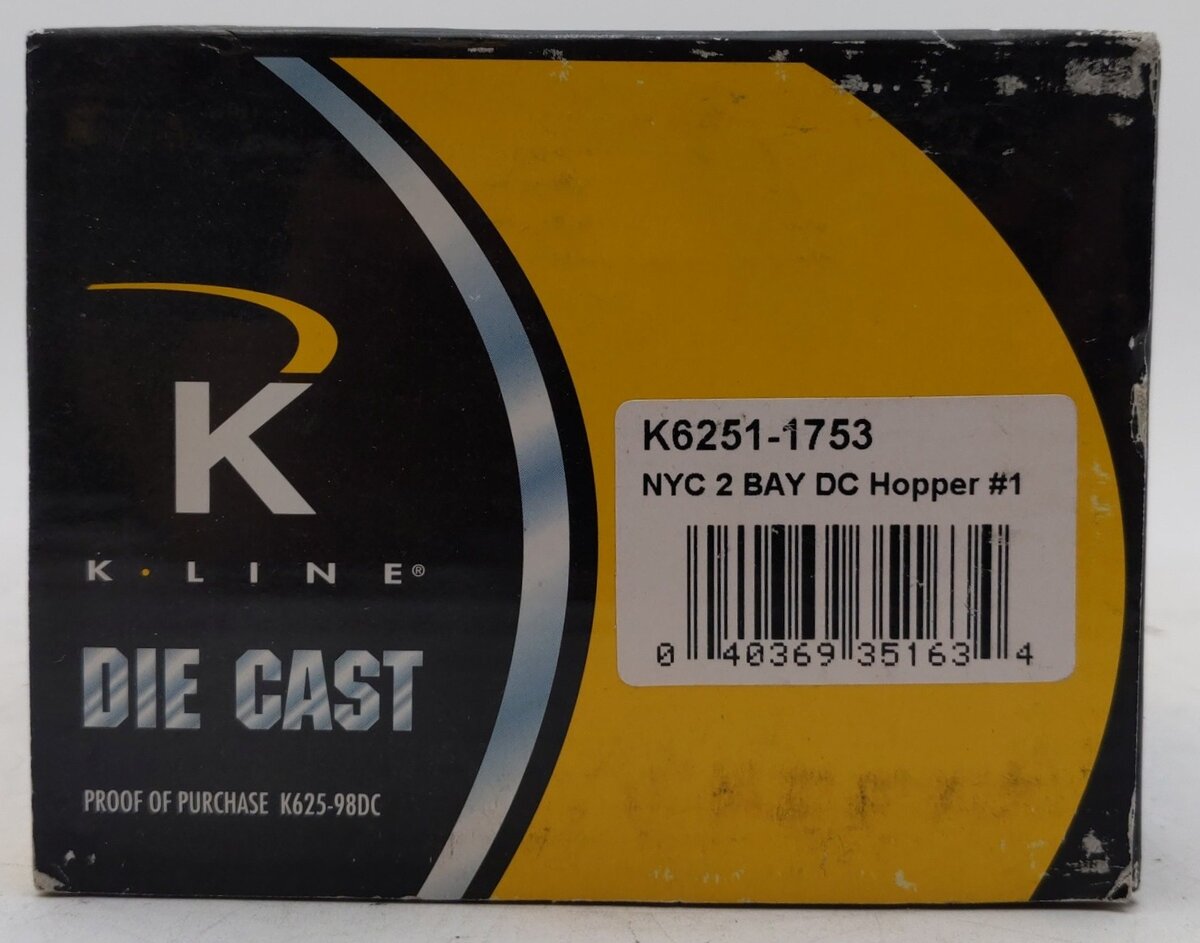 K-Line K6251-1753 O Gauge New York Central 2-Bay DC Hopper #870356 EX/Box