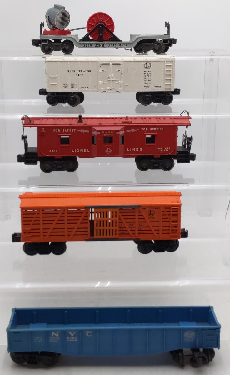 Lionel Vintage O Gauge Freight Cars: 3650, 6162, 6646, 6482, 6517 [5] VG