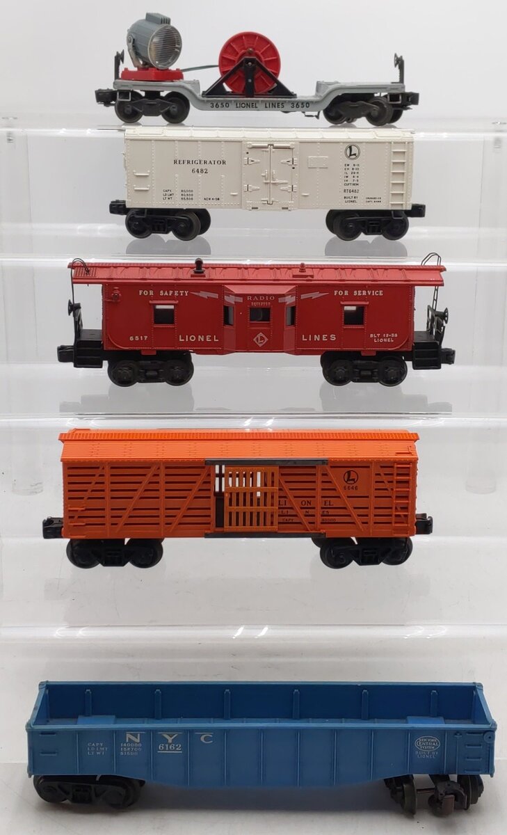 Lionel Vintage O Gauge Freight Cars: 3650, 6162, 6646, 6482, 6517 [5] VG