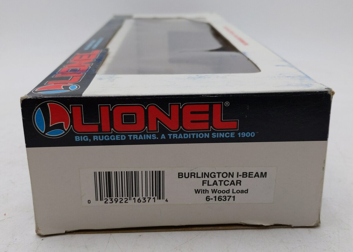 Lionel 6-16371 O Gauge Burlington Northern I-Beam Flat Car #16371 w/Wood Load LN/Box