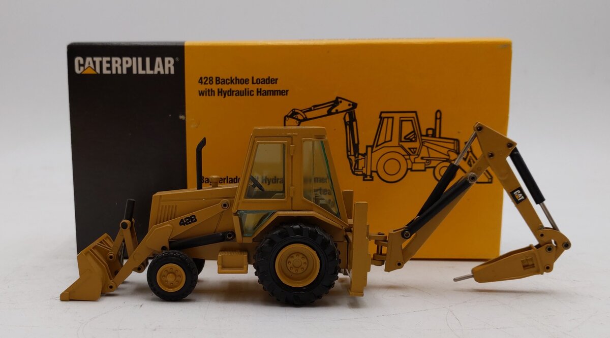 NZG JB479 Modelle 1:50 Scale Caterpillar 428 Backhoe Loader w/ Hydraulic Hammer LN/Box