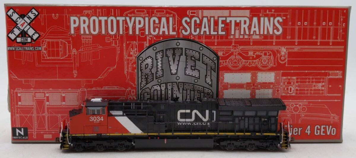 Scale Trains SXT31003 N CN GE Tier 4 GEVo ET44AC Diesel #3034 with DCC/Sound EX/Box