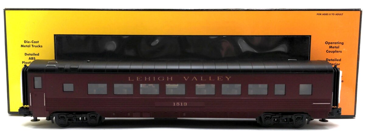 MTH 30-6712 O Gauge Lehigh Valley 60' Streamlined ABS Coach Car #1513 NIB