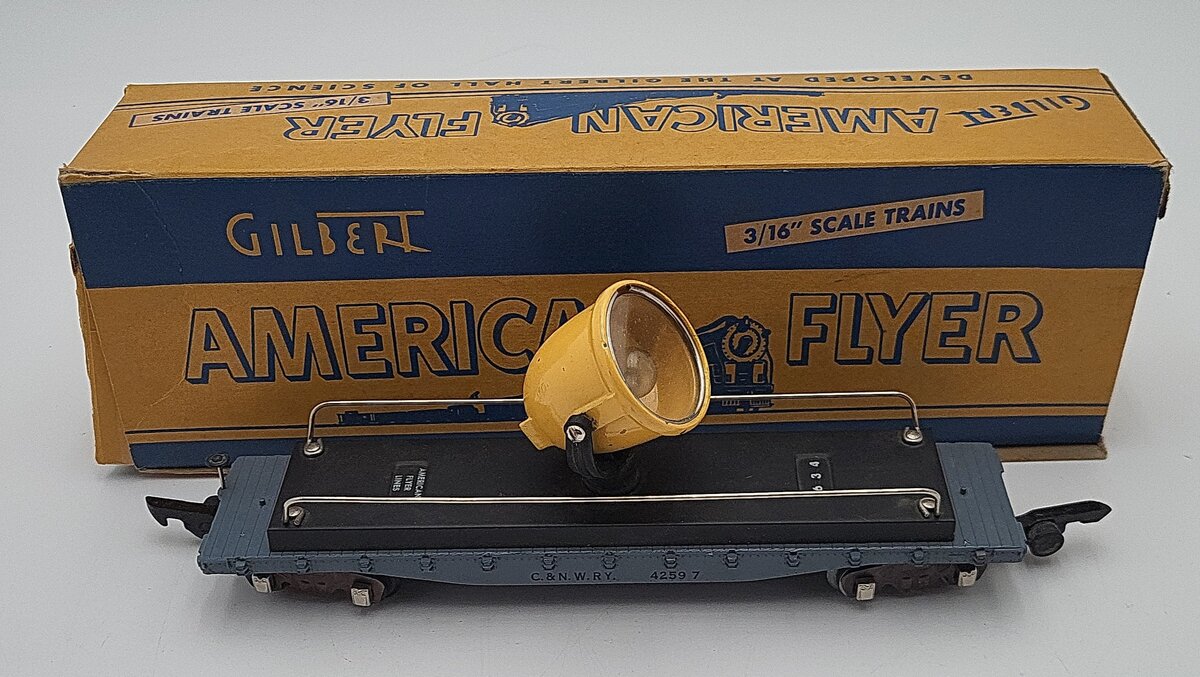 American Flyer 634 Vintage S Chicago & North Western Operating Floodlight Car VG/Box