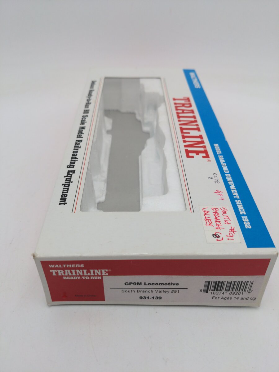 Walthers 931-139 HO Scale Trainline South Branch Valley GP9M Locomotive #91 EX/Box