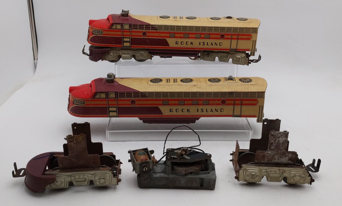 Unique 2000 Vintage O Tinplate Rock Island AA Diesel Locomotive Set