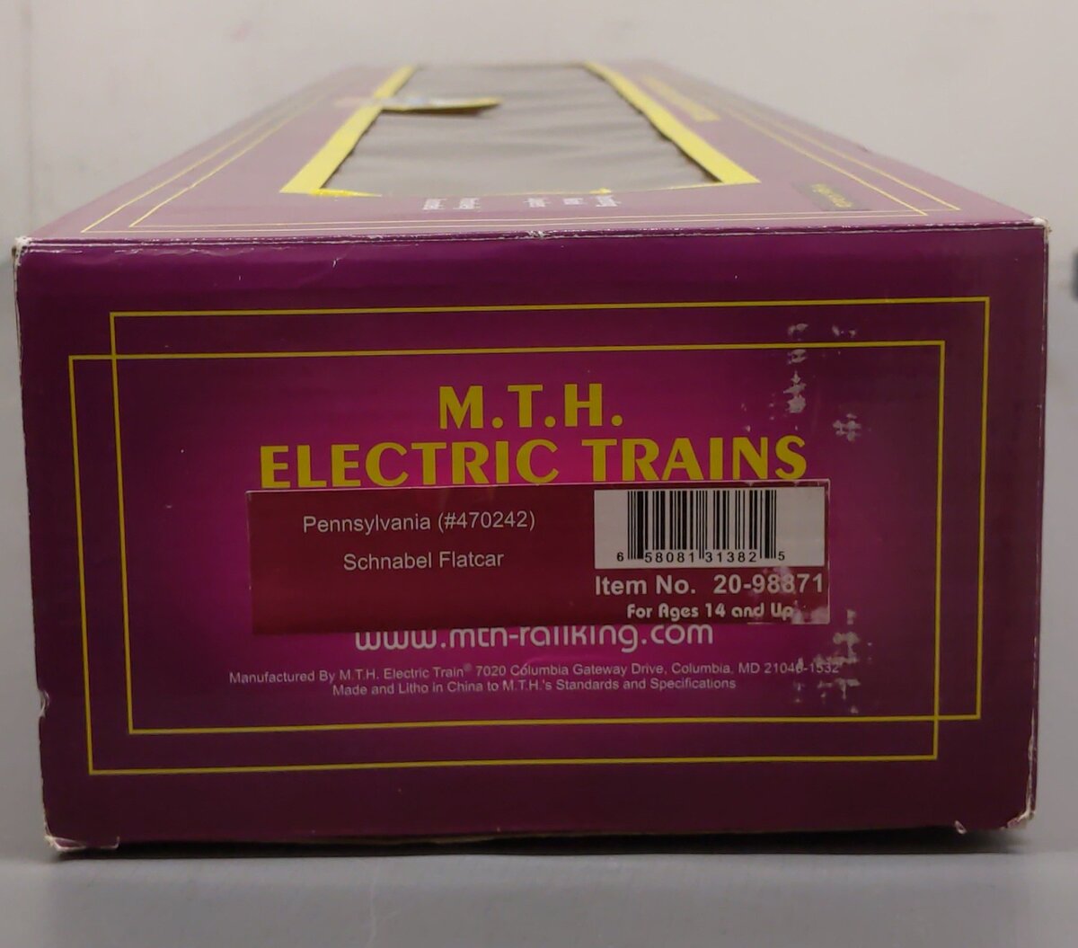 MTH 20-98871 O Gauge Pennsylvania Schnabel Flatcar #470242 NIB