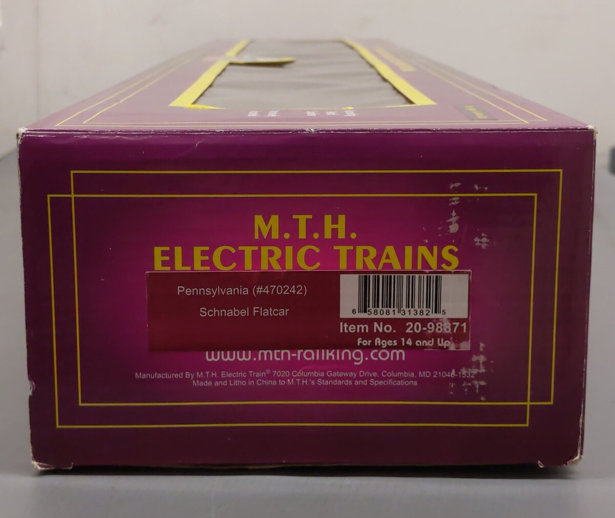 MTH 20-98871 O Gauge Pennsylvania Schnabel Flatcar #470242 NIB