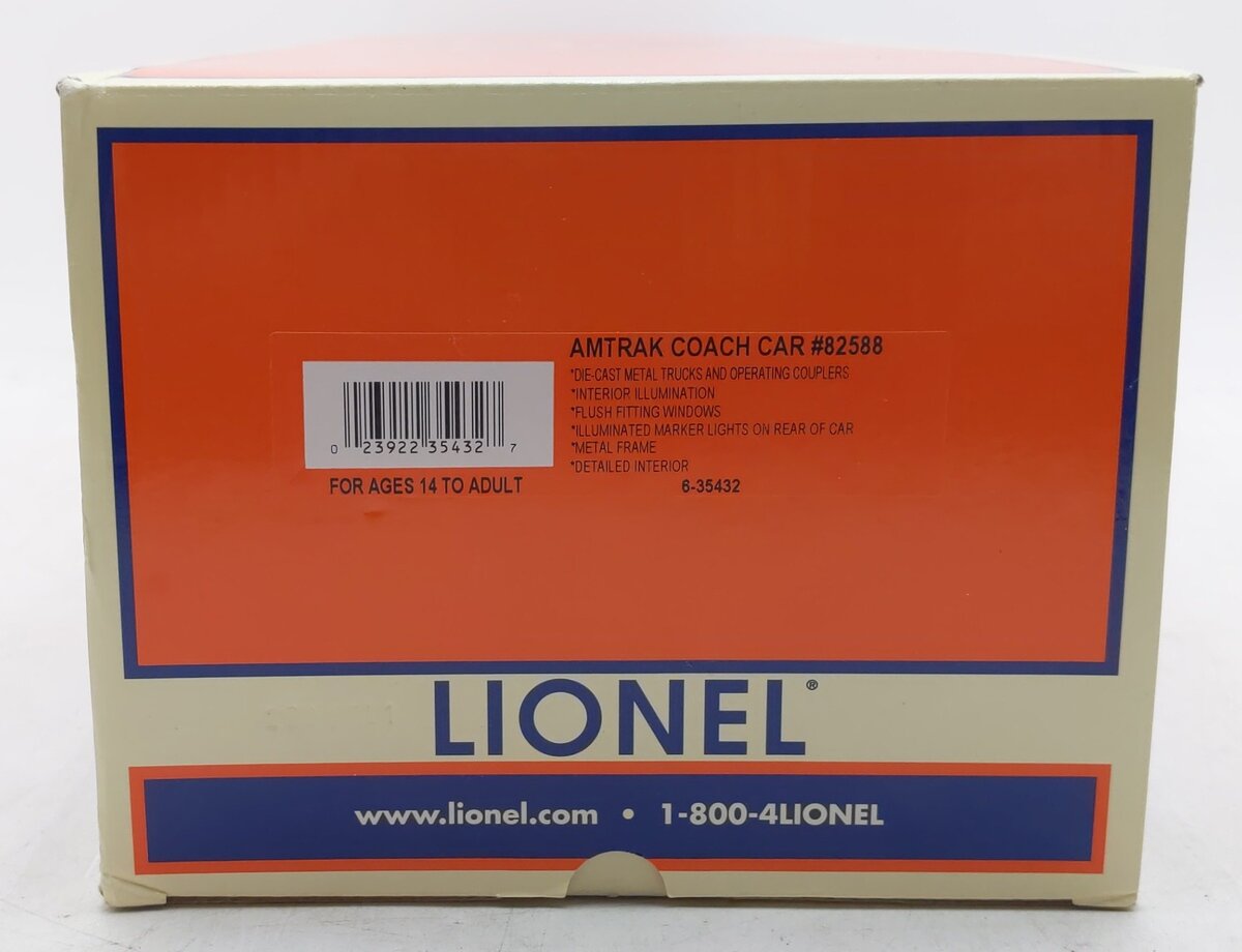 Lionel 6-35432 O Gauge Amtrak Coach Car #82588 EX/Box