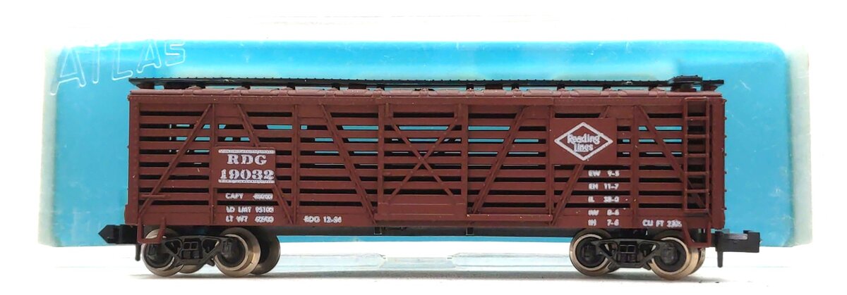 Atlas 2415 N Scale Reading 40' Wood Livestock Freight Car #19032 LN/Box