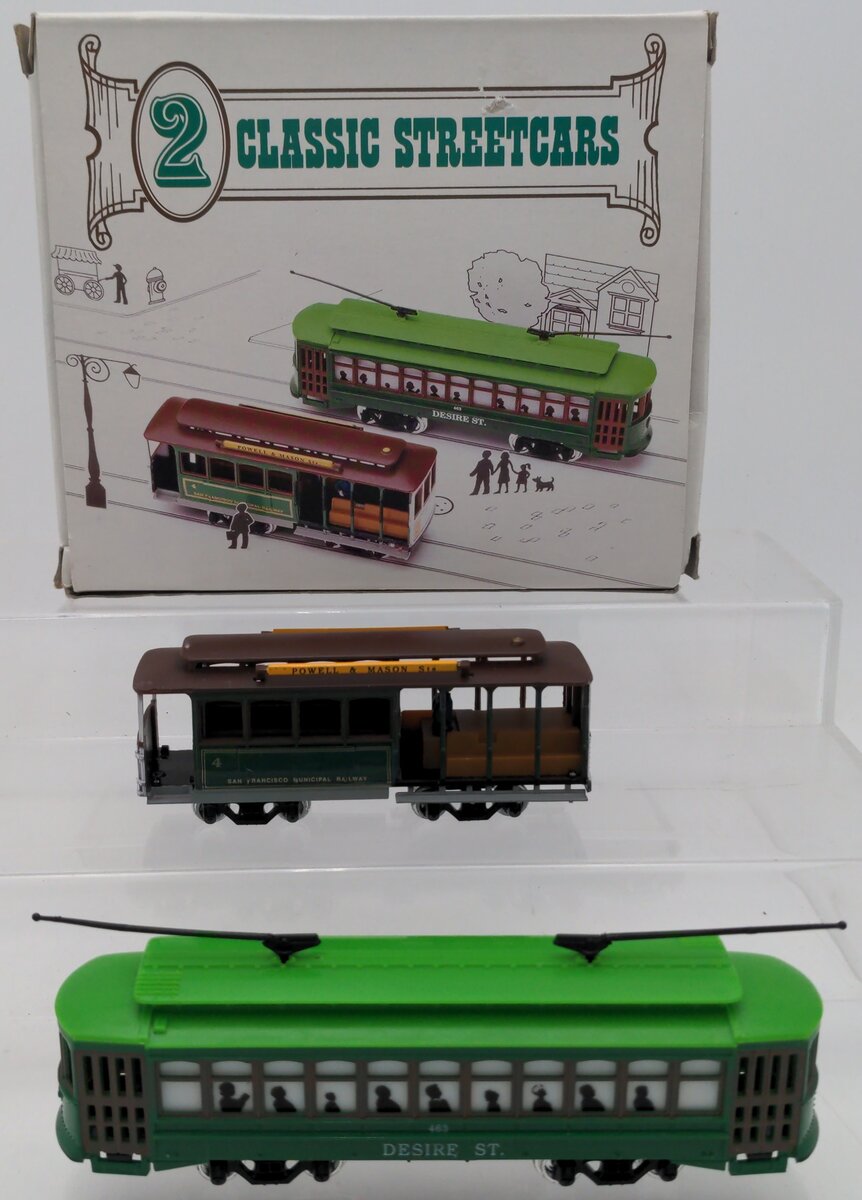 HO Scale 2 Classic Streetcars Trolly Car Set EX/Box