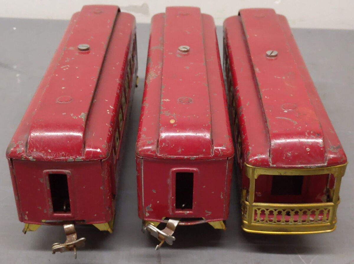 Lionel 710S Vintage O Orange Tinplate Passenger Cars: 710, 710 & 712