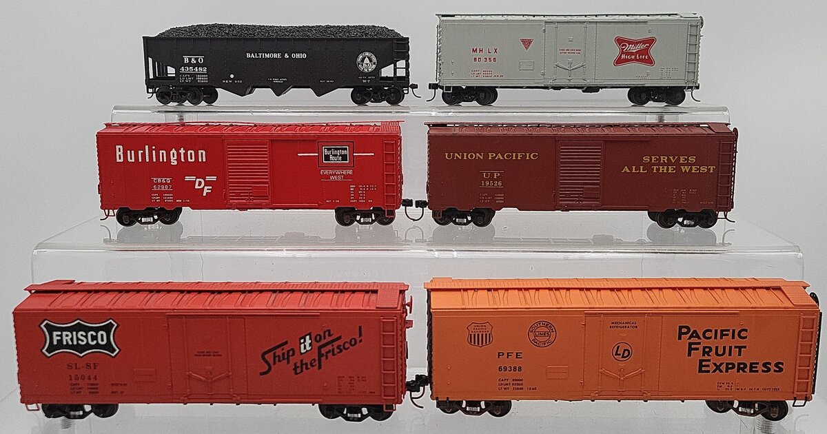American Models & Other S Assorted Freight Cars: 69388, 62987, 19526, 80356 [6] EX