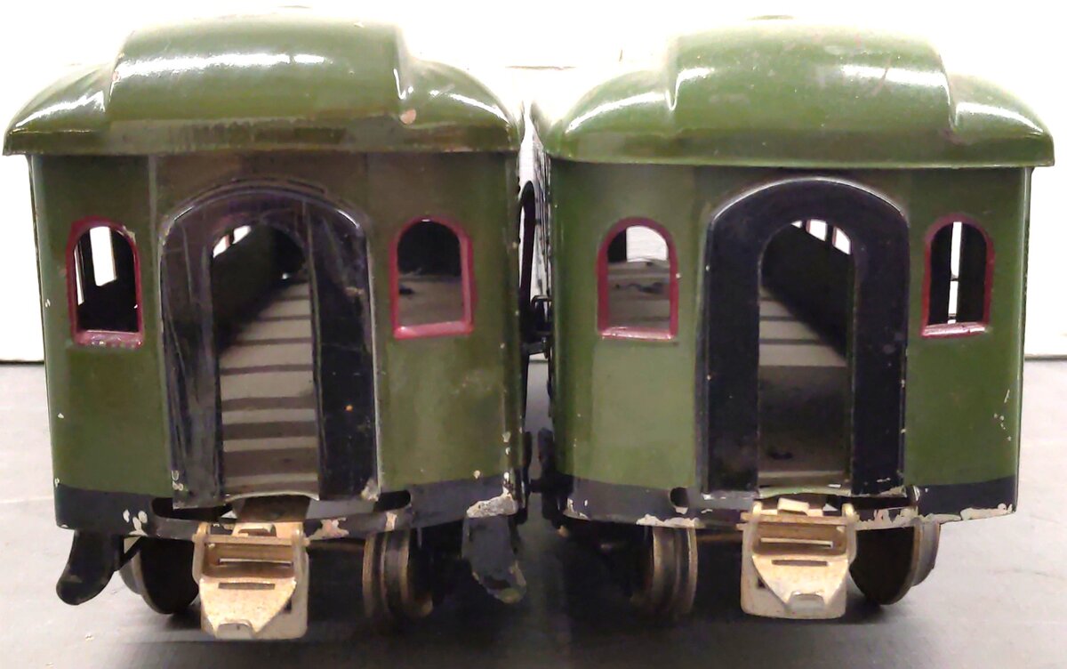Ives Vintage Standard Gauge Olive Green Passenger Cars: 184, 186 [2]