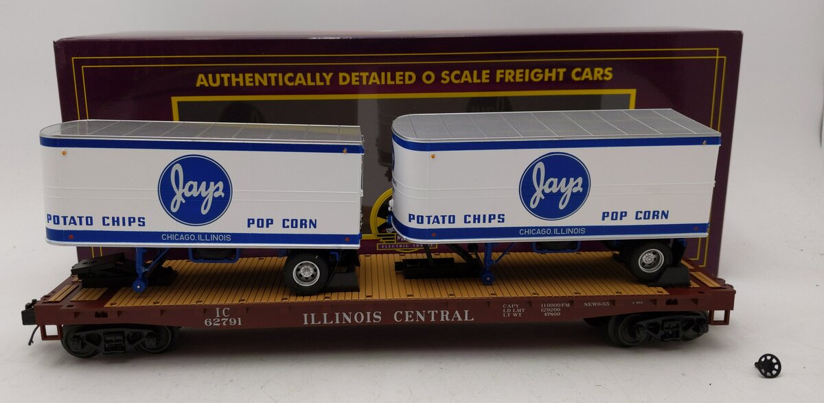 MTH 20-95594 O Illinois Central Flat Car w/ PUP Trailers #62791 EX/Box