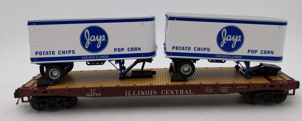 MTH 20-95594 O Illinois Central Flat Car w/ PUP Trailers #62791 EX/Box