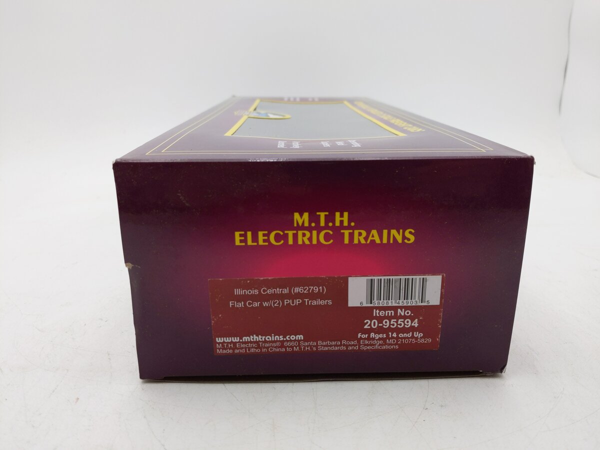 MTH 20-95594 O Illinois Central Flat Car W/ PUP Trailers 62791 LN/Box