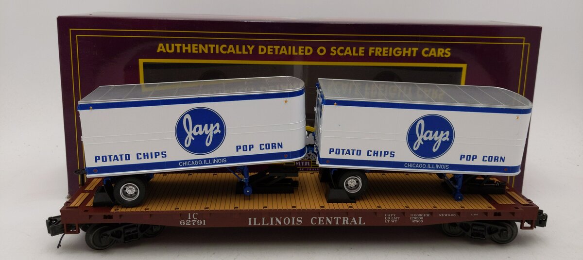MTH 20-95594 O Illinois Central Flat Car W/ PUP Trailers 62791 LN/Box