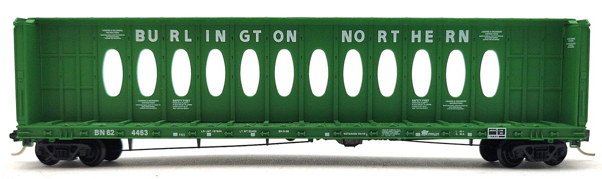 Micro-Trains 05300010 N Burlington Northern Centerbeam Bulkhead Flat Car #624463 LN/Box