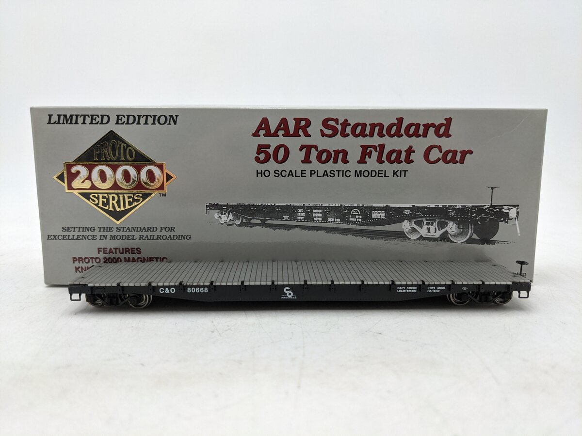 Proto 2000 30601 HO Chesapeake & Ohio 50 Ton Flat Car #80668 EX/Box