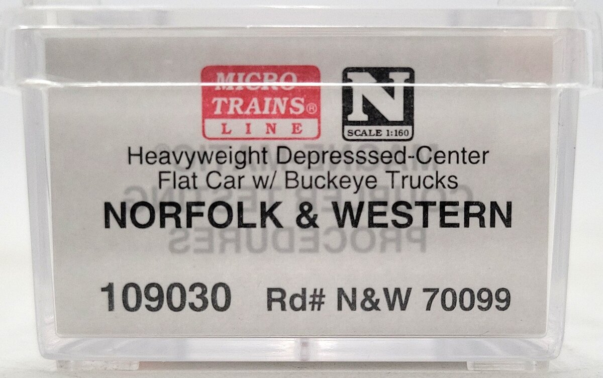 Micro-Trains 10900030 N Scale N&W Heavyweight Depressed-Center Flatcar #70099 LN/Box