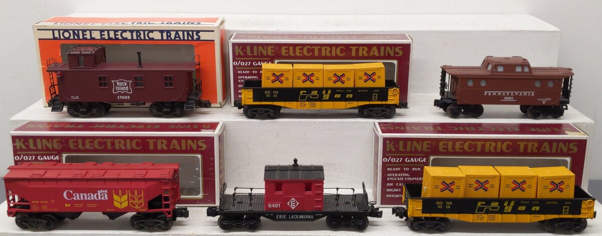 Assorted O Freight Cars K-624701, K-6528, 6-9162, 6-6491, 6-17603 [6] VG