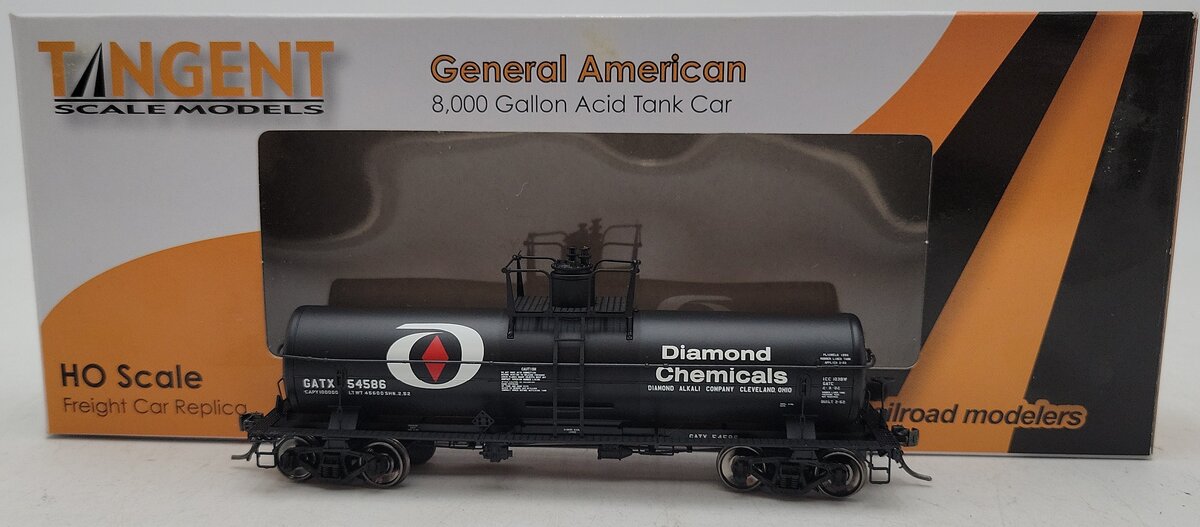 Tangent 13014-03 HO GATX Diamond Chemicals Single Dome Tank Car #54586 EX/Box