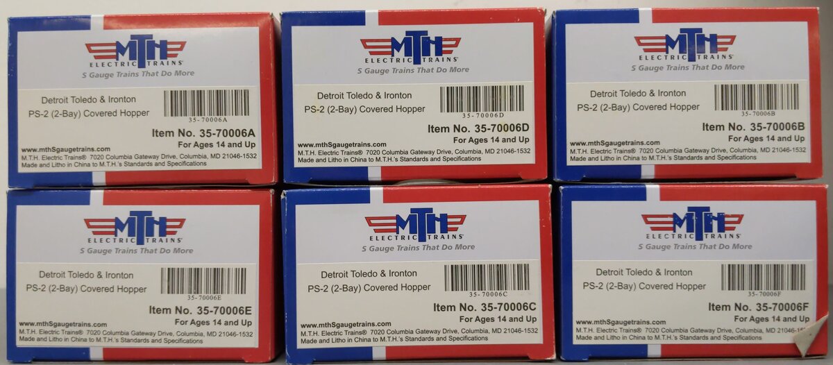 MTH 35-70006 S Detroit Toledo & Ironton PS-2 Hopper Car Set (Set of 6) VG/Box
