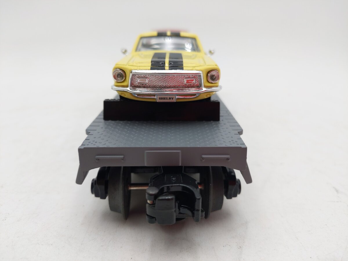MTH 30-76013 O Gauge Flatcar w/1964 Impala SS & 1968 Ford Shelby GT 500KR Autos EX/Box