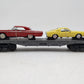 MTH 30-76013 O Gauge Flatcar w/1964 Impala SS & 1968 Ford Shelby GT 500KR Autos EX/Box