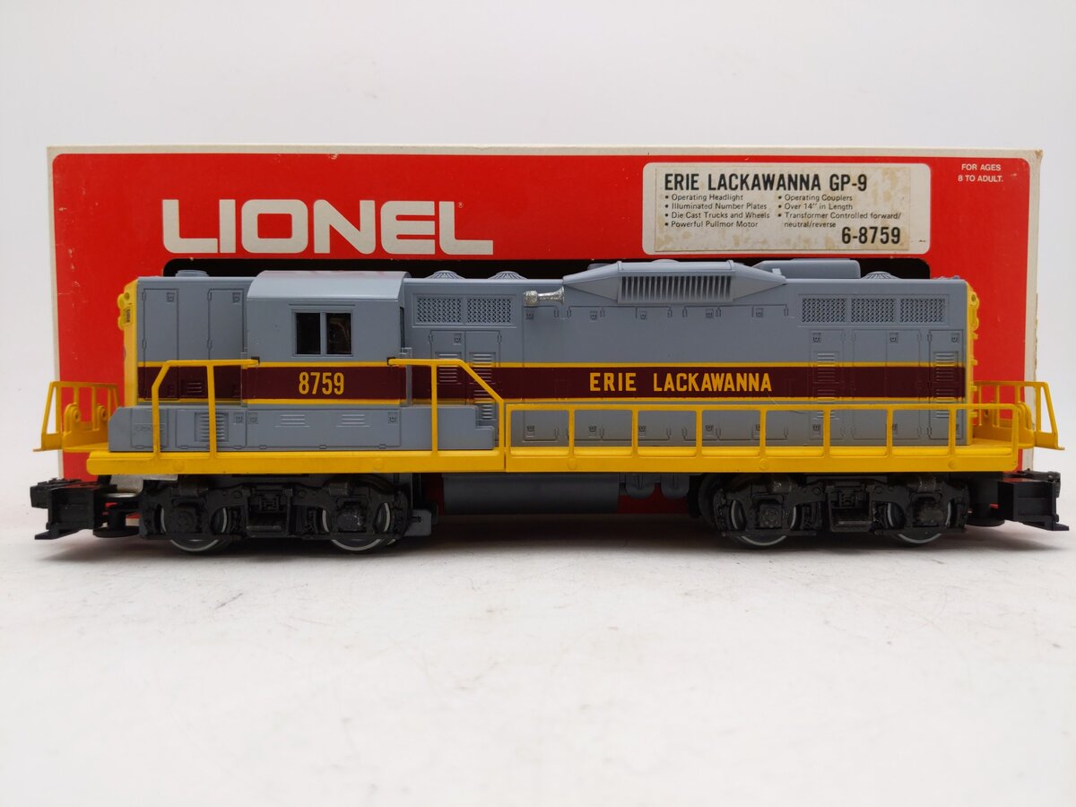 Lionel 6-8759 O Gauge Erie Lackawanna GP-9 Powered Diesel Locomotive EX/Box