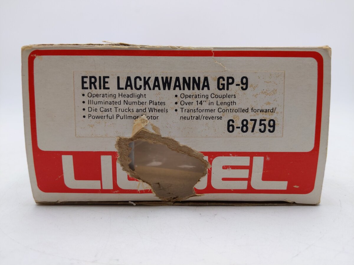 Lionel 6-8759 O Gauge Erie Lackawanna GP-9 Powered Diesel Locomotive EX/Box