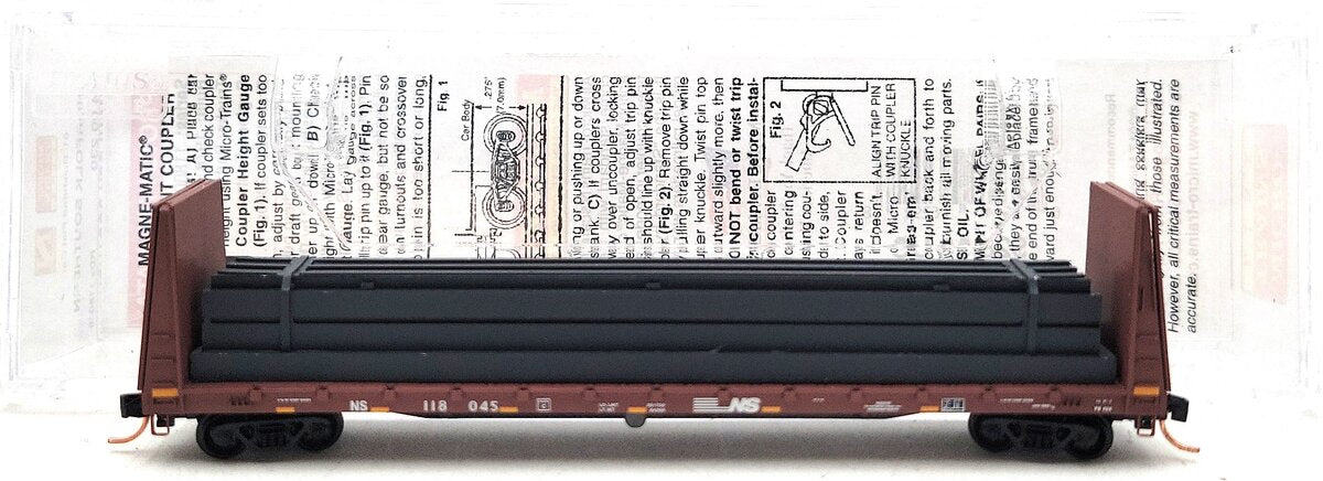 Micro-Trains 05400230 N NS 61' Bulkhead Flatcar w/Steel Beam Load #118045 LN/Box