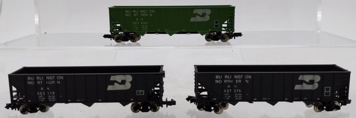 Con-Cor 0001-008828 N Scale 3-Pack BN 45' Ribbed Coal Hopper Car Set EX/Box