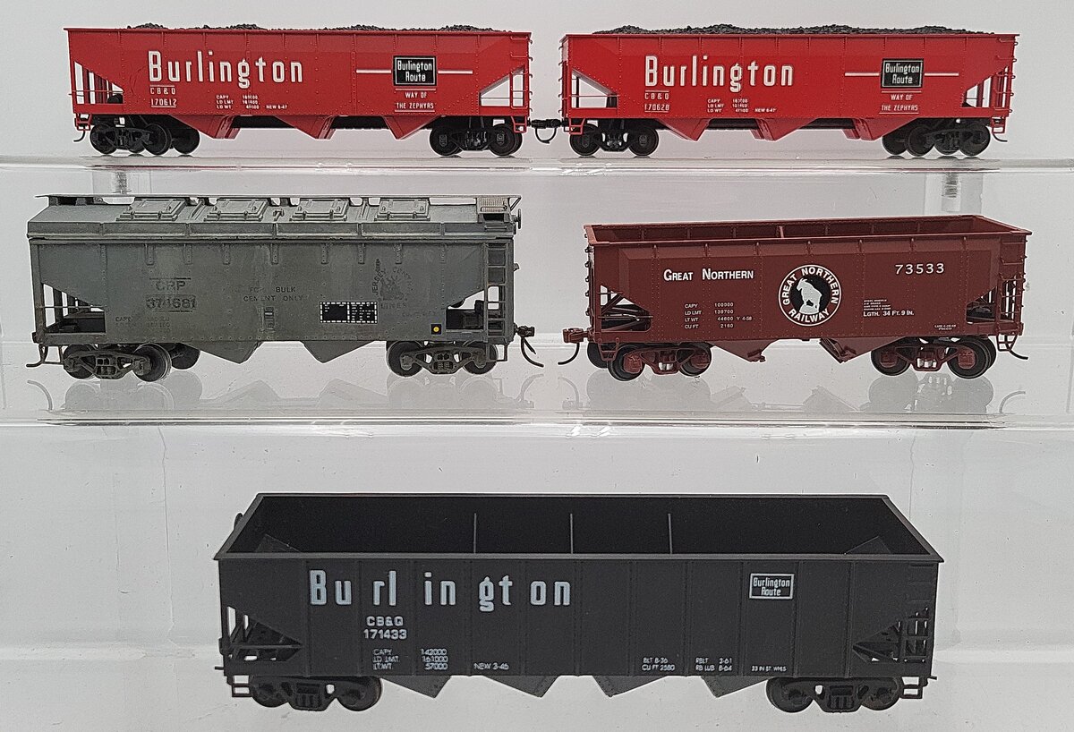 American Models & Other S Scale Assorted Hopper Cars: 170628, 73533, 171433 [5] EX