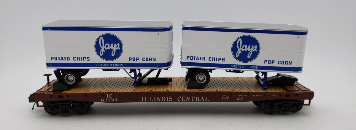 MTH 20-95593 O Illinois Central Flat Car w/ PUP Trailers #62792 LN/Box