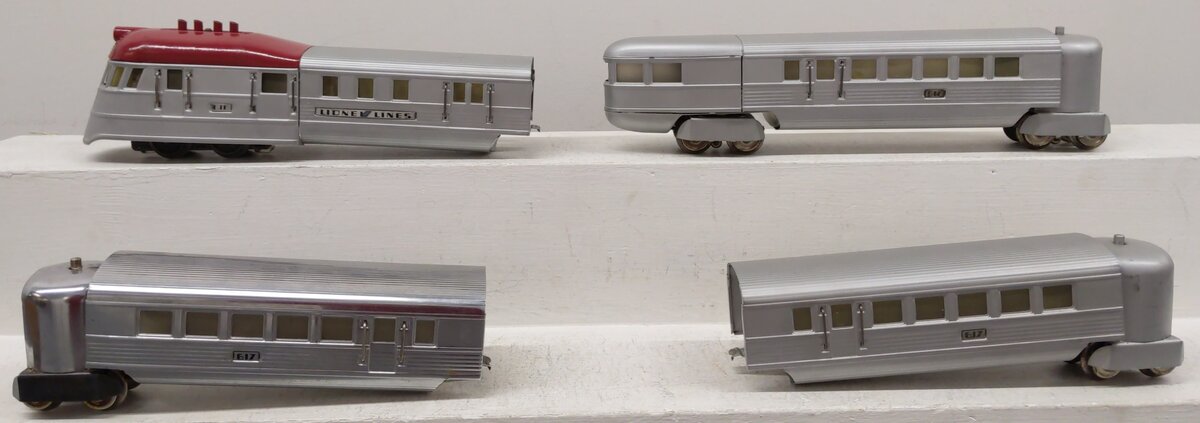 Lionel  Vintage O Prewar Articulated Passenger Cars #618 #617 #617 #616 [4] EX
