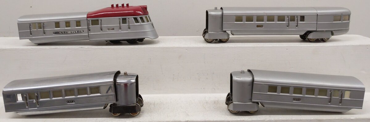 Lionel  Vintage O Prewar Articulated Passenger Cars #618 #617 #617 #616 [4] EX