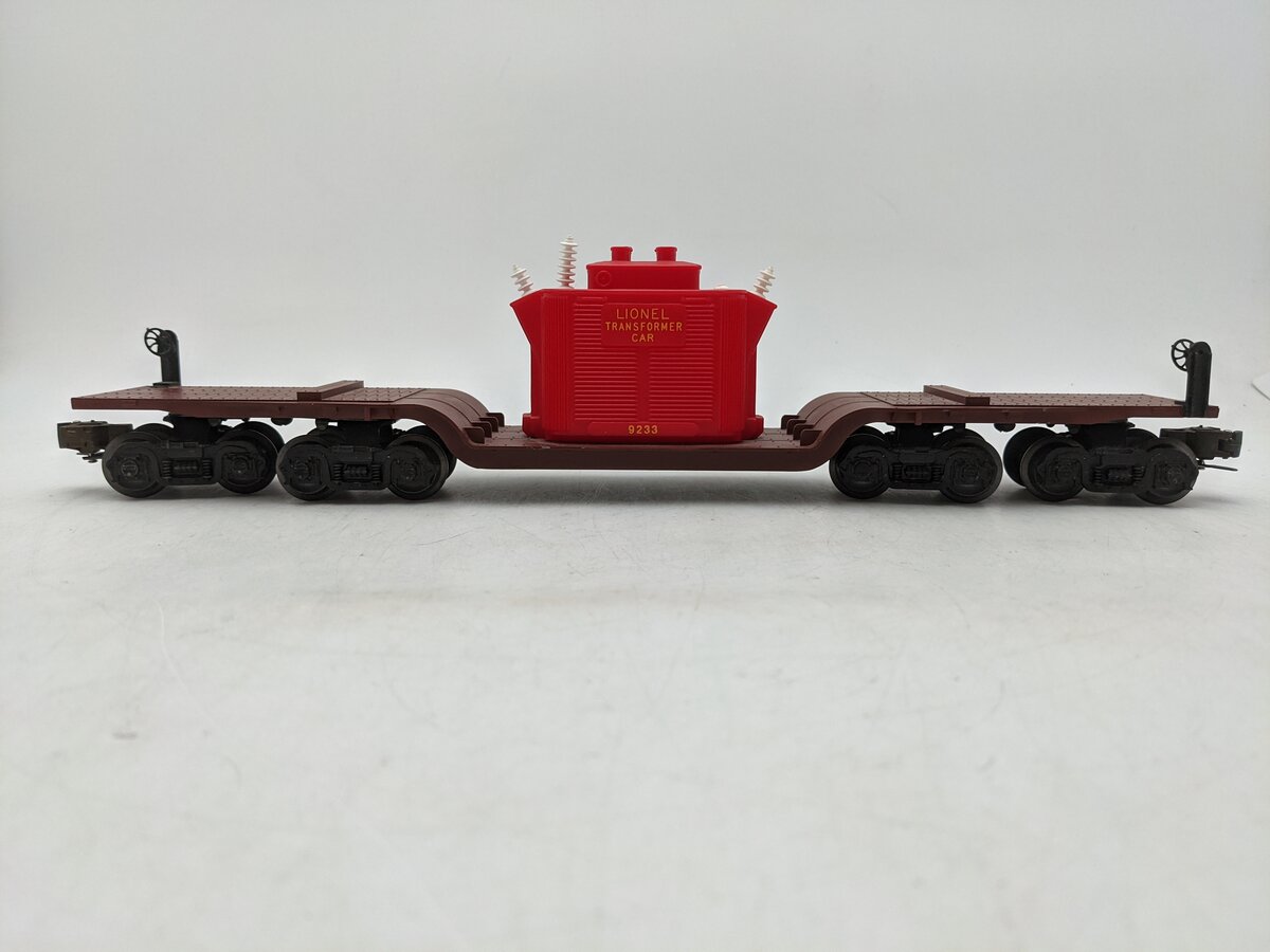 Lionel 6-9233 O Gauge 4 Truck Depressed Center Flatcar with Transformer EX