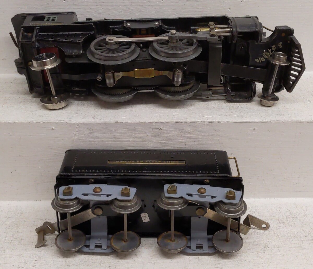American Flyer 4670 Vintage Standard Gauge 2-4-2 Steam Locomotive w/4663 Tender VG
